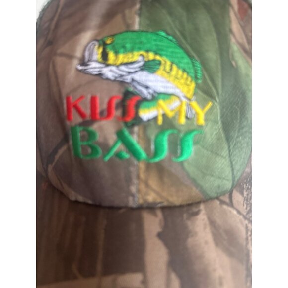 Kiss My Bass Embroidered Camo Trucker Hat Adjustable Snapback Mesh Back - Picture 2 of 6